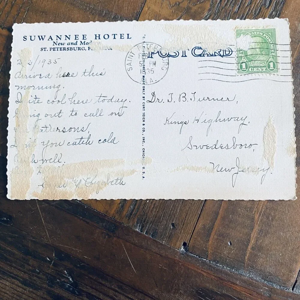 1935 Vintage Postcard Suwannee Hotel Scenic View St Petersburg Florida FL